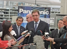 Serbian PM Vucic visits to Panasonic factory in Svilajnac