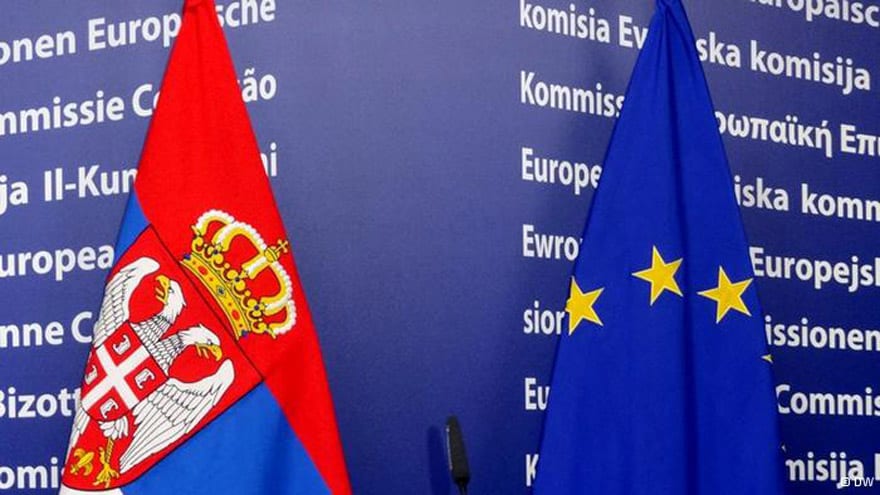 Serbia and European Union flags