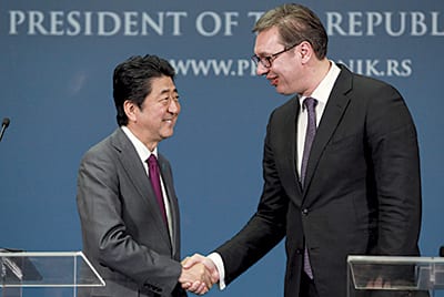 Japanese Prime Minister SHINZO ABE and Serbian President ALEKSANDAR VUČIĆ