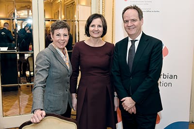 KRISTINA LANG, Deputy State Secretary at the Swiss Ministry of Foreign Affairs (left), URSULA LÄUBLI and H.E. PHILIPPE GUEX
