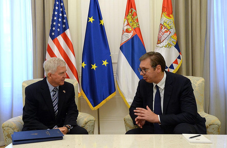 President Vucic meets the US Ambassador to Serbia in a farewell visit